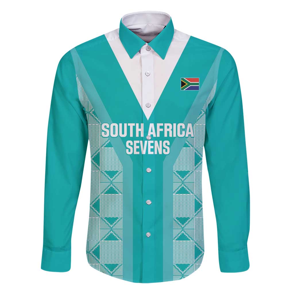 Custom South Africa Rugby Family Matching Long Sleeve Bodycon Dress and Hawaiian Shirt Go Champions Springboks - Teal Version