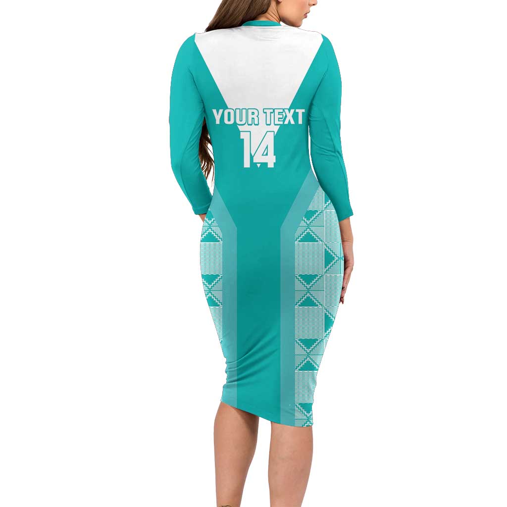 Custom South Africa Rugby Family Matching Long Sleeve Bodycon Dress and Hawaiian Shirt Go Champions Springboks - Teal Version