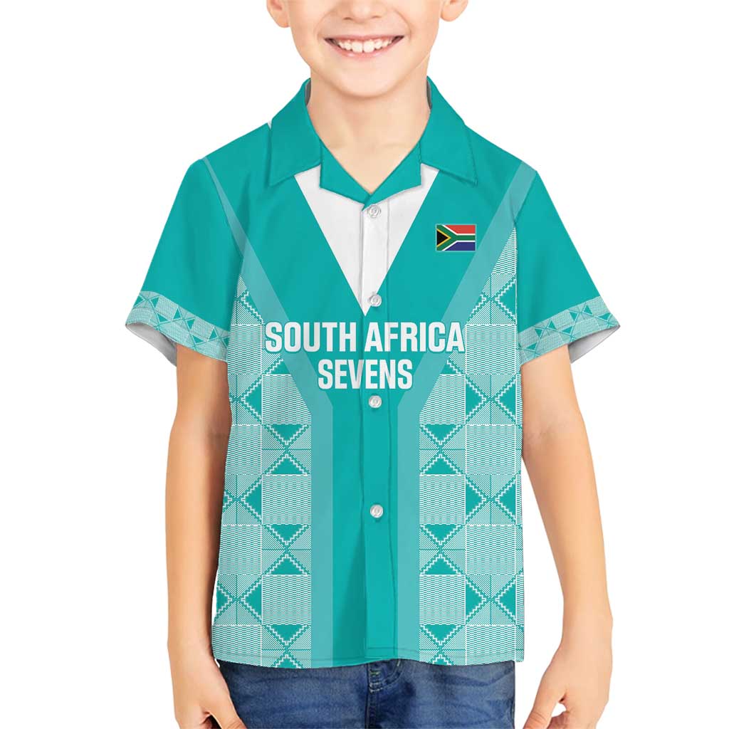 Custom South Africa Rugby Family Matching Long Sleeve Bodycon Dress and Hawaiian Shirt Go Champions Springboks - Teal Version