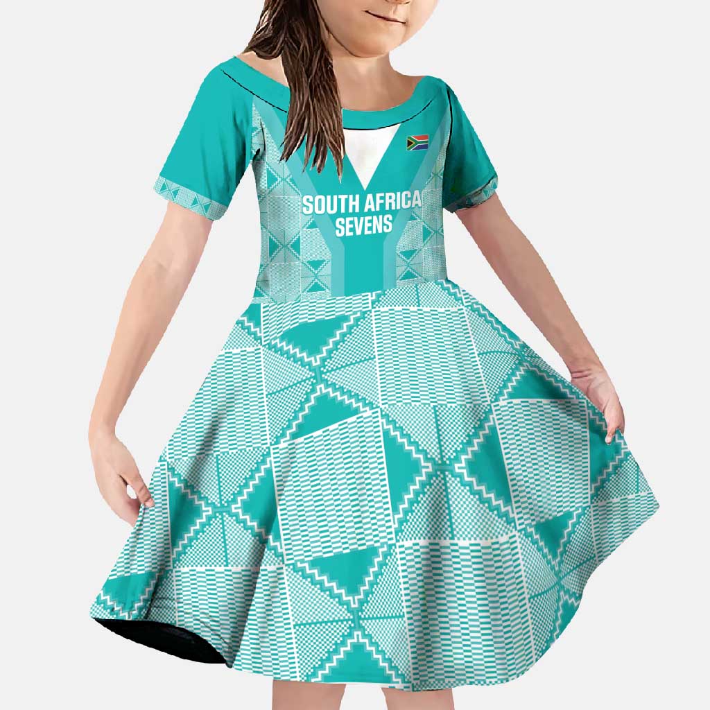 Custom South Africa Rugby Family Matching Mermaid Dress and Hawaiian Shirt Go Champions Springboks - Teal Version