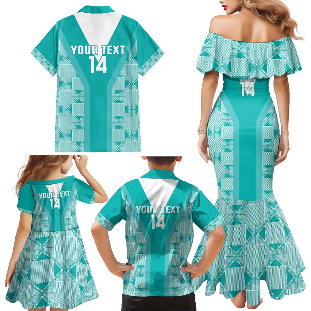 Custom South Africa Rugby Family Matching Mermaid Dress and Hawaiian Shirt Go Champions Springboks - Teal Version