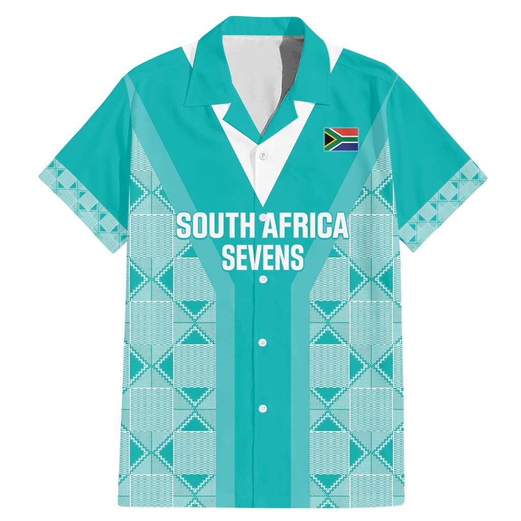 Custom South Africa Rugby Family Matching Mermaid Dress and Hawaiian Shirt Go Champions Springboks - Teal Version