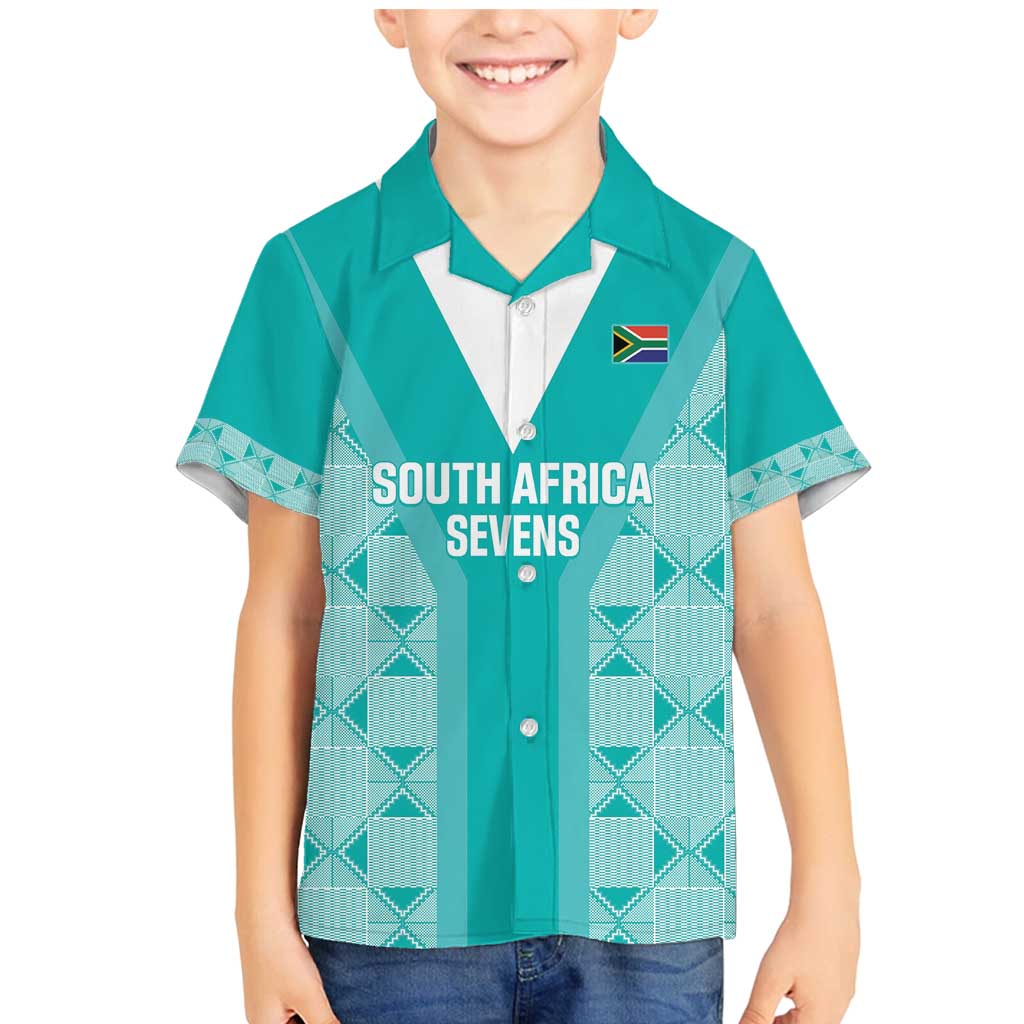 Custom South Africa Rugby Family Matching Mermaid Dress and Hawaiian Shirt Go Champions Springboks - Teal Version