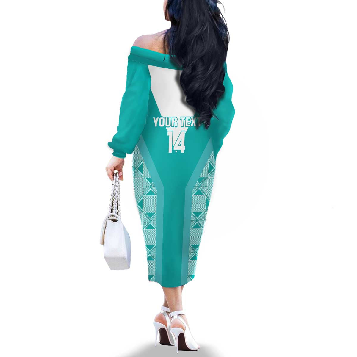 Custom South Africa Rugby Family Matching Off The Shoulder Long Sleeve Dress and Hawaiian Shirt Go Champions Springboks - Teal Version