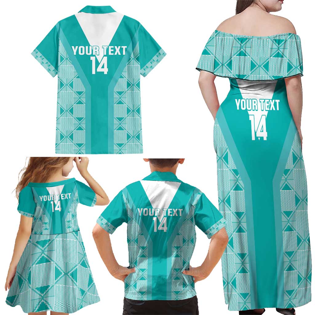 Custom South Africa Rugby Family Matching Off Shoulder Maxi Dress and Hawaiian Shirt Go Champions Springboks - Teal Version