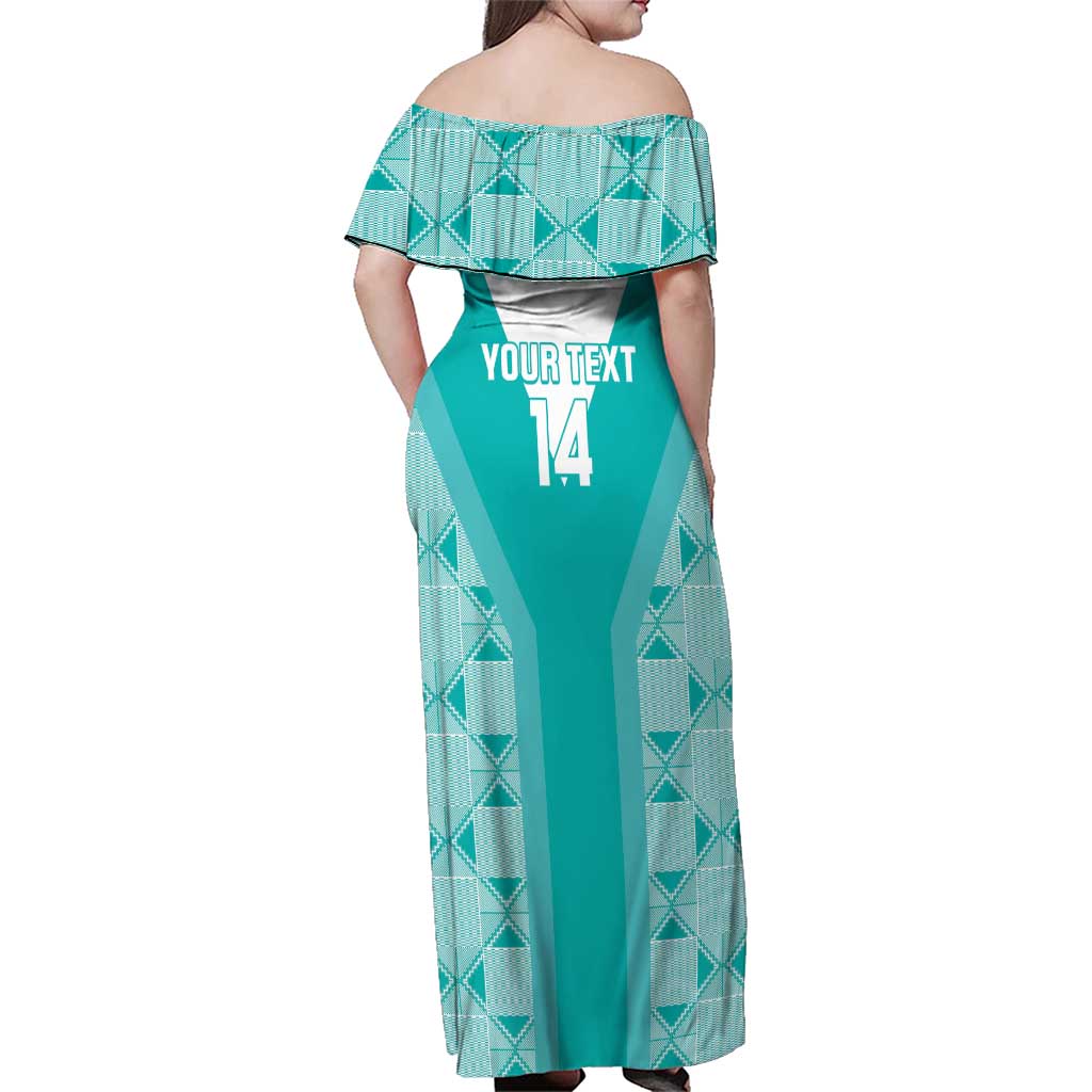 Custom South Africa Rugby Family Matching Off Shoulder Maxi Dress and Hawaiian Shirt Go Champions Springboks - Teal Version