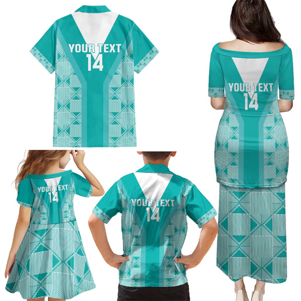 Custom South Africa Rugby Family Matching Puletasi and Hawaiian Shirt Go Champions Springboks - Teal Version