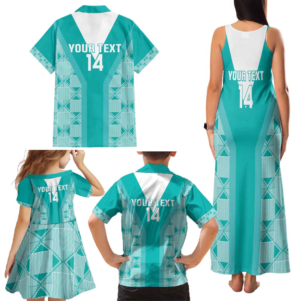 Custom South Africa Rugby Family Matching Tank Maxi Dress and Hawaiian Shirt Go Champions Springboks - Teal Version