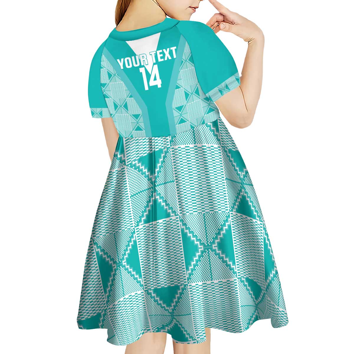 Custom South Africa Rugby Kid Short Sleeve Dress Go Champions Springboks - Teal Version - Vibe Hoodie Shop