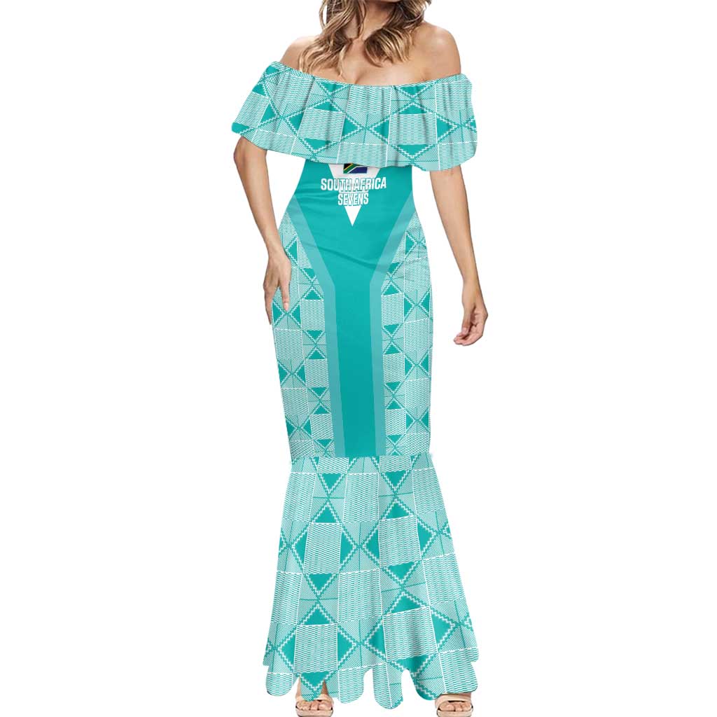 Custom South Africa Rugby Mermaid Dress Go Champions Springboks - Teal Version