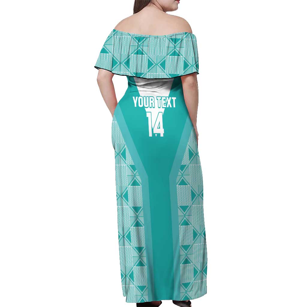 Custom South Africa Rugby Off Shoulder Maxi Dress Go Champions Springboks - Teal Version