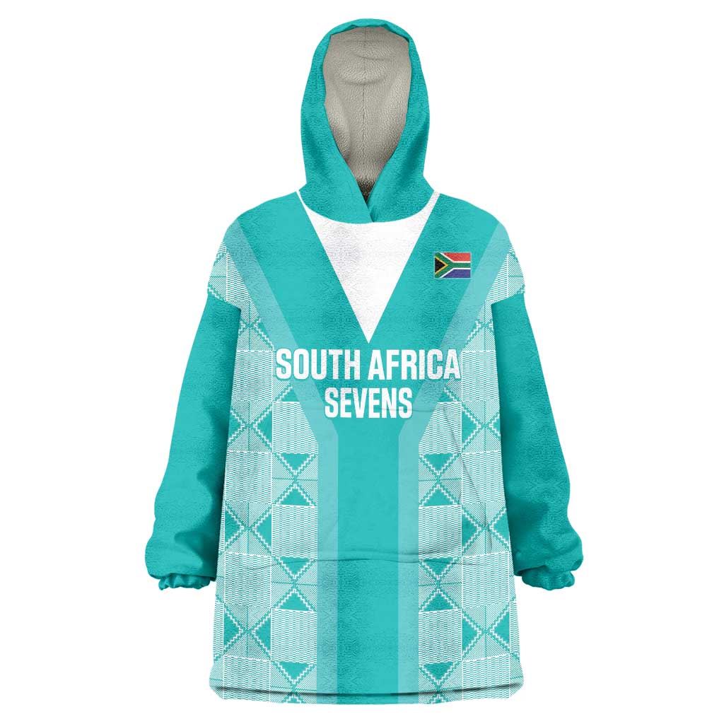 Custom South Africa Rugby Wearable Blanket Hoodie Go Champions Springboks - Teal Version - Vibe Hoodie Shop