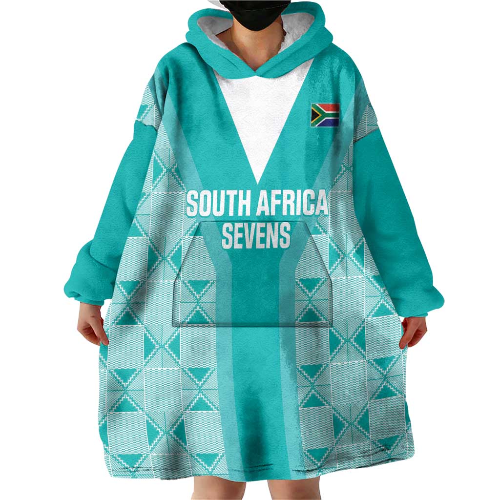 Custom South Africa Rugby Wearable Blanket Hoodie Go Champions Springboks - Teal Version - Vibe Hoodie Shop