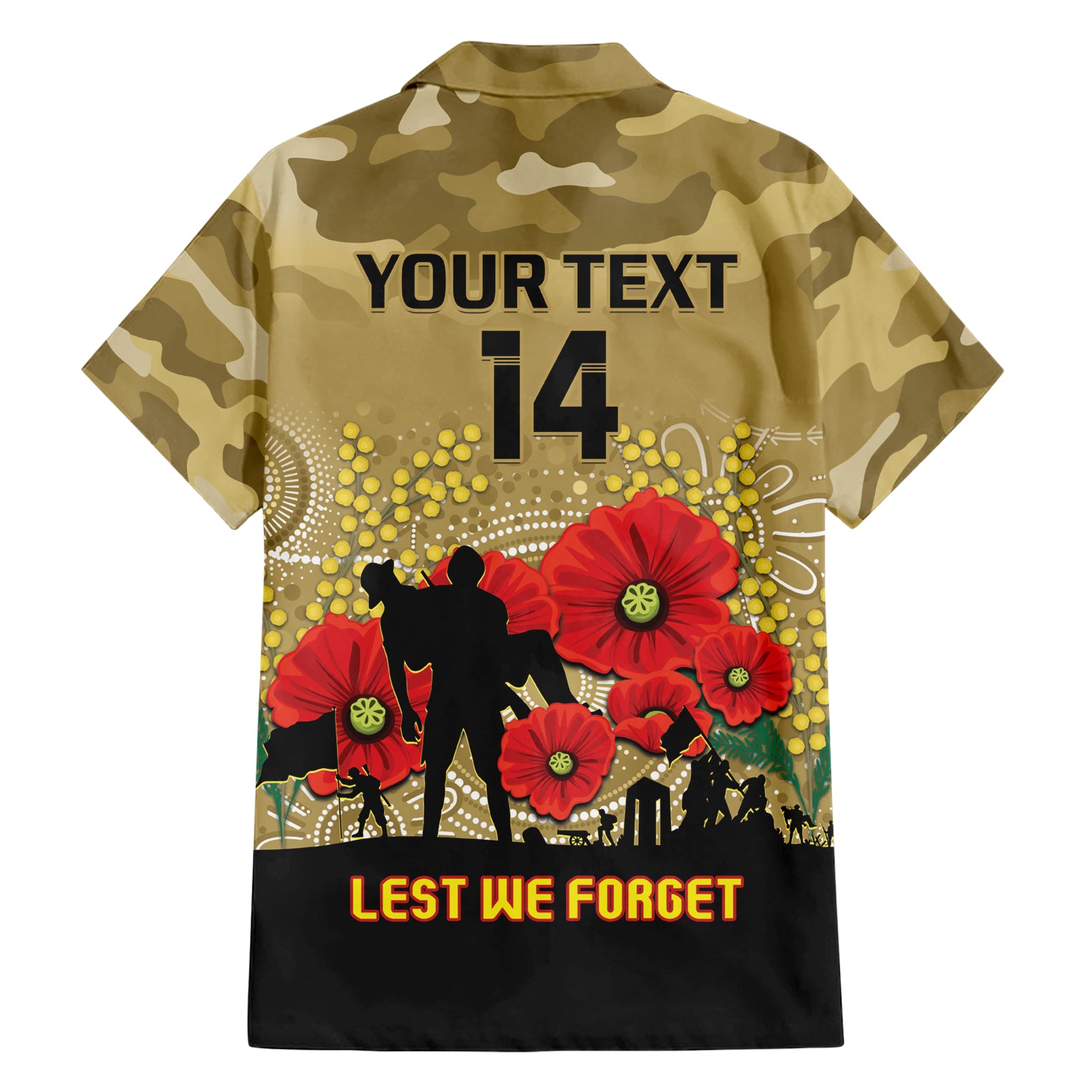 Custom Collingwood Football ANZAC Hawaiian Shirt Gallipoli Camouflage With Poppies - Vibe Hoodie Shop