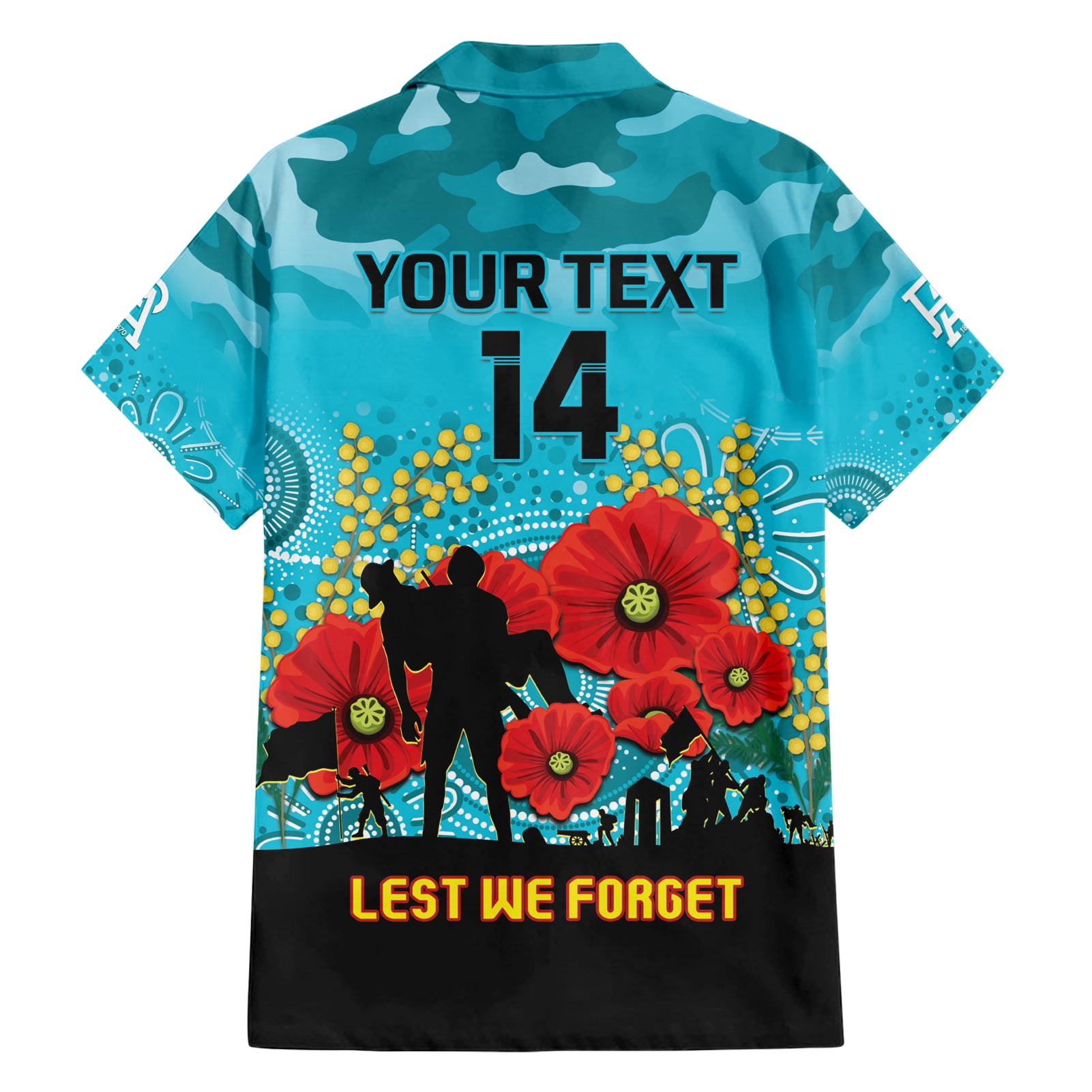 Custom Port Adelaide Football ANZAC Hawaiian Shirt Gallipoli Camouflage With Poppies - Vibe Hoodie Shop