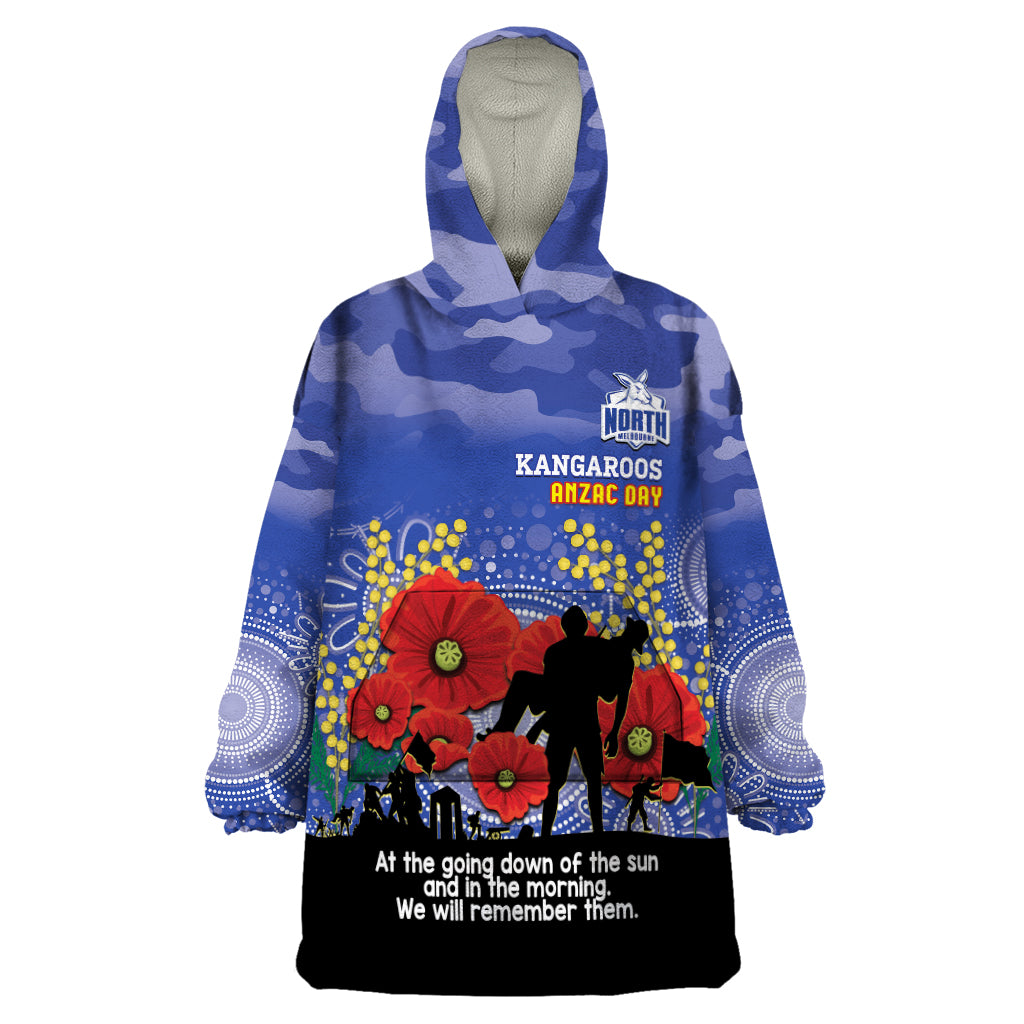 Custom Kangaroos Football ANZAC Wearable Blanket Hoodie Gallipoli Camouflage With Poppies - Vibe Hoodie Shop