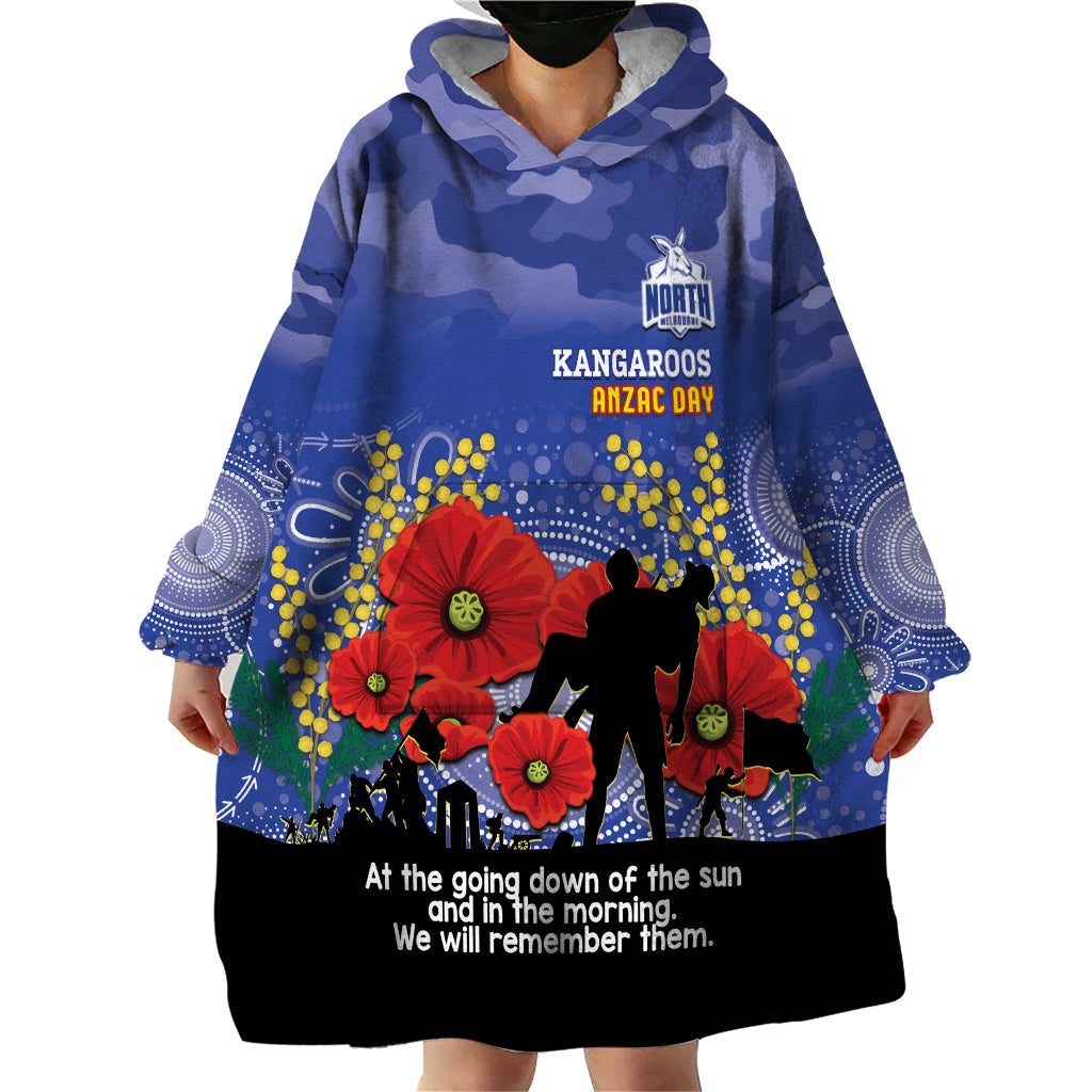 Custom Kangaroos Football ANZAC Wearable Blanket Hoodie Gallipoli Camouflage With Poppies - Vibe Hoodie Shop