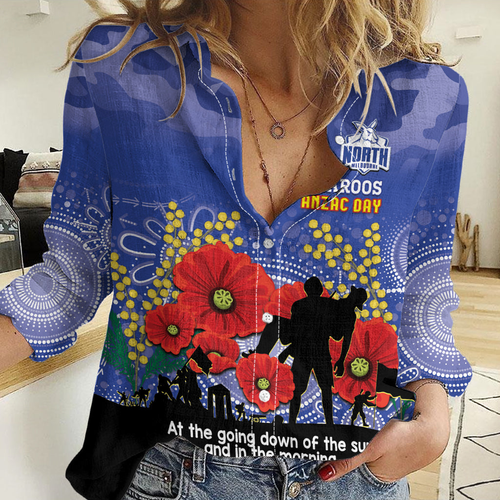 Custom Kangaroos Football ANZAC Women Casual Shirt Gallipoli Camouflage With Poppies - Vibe Hoodie Shop
