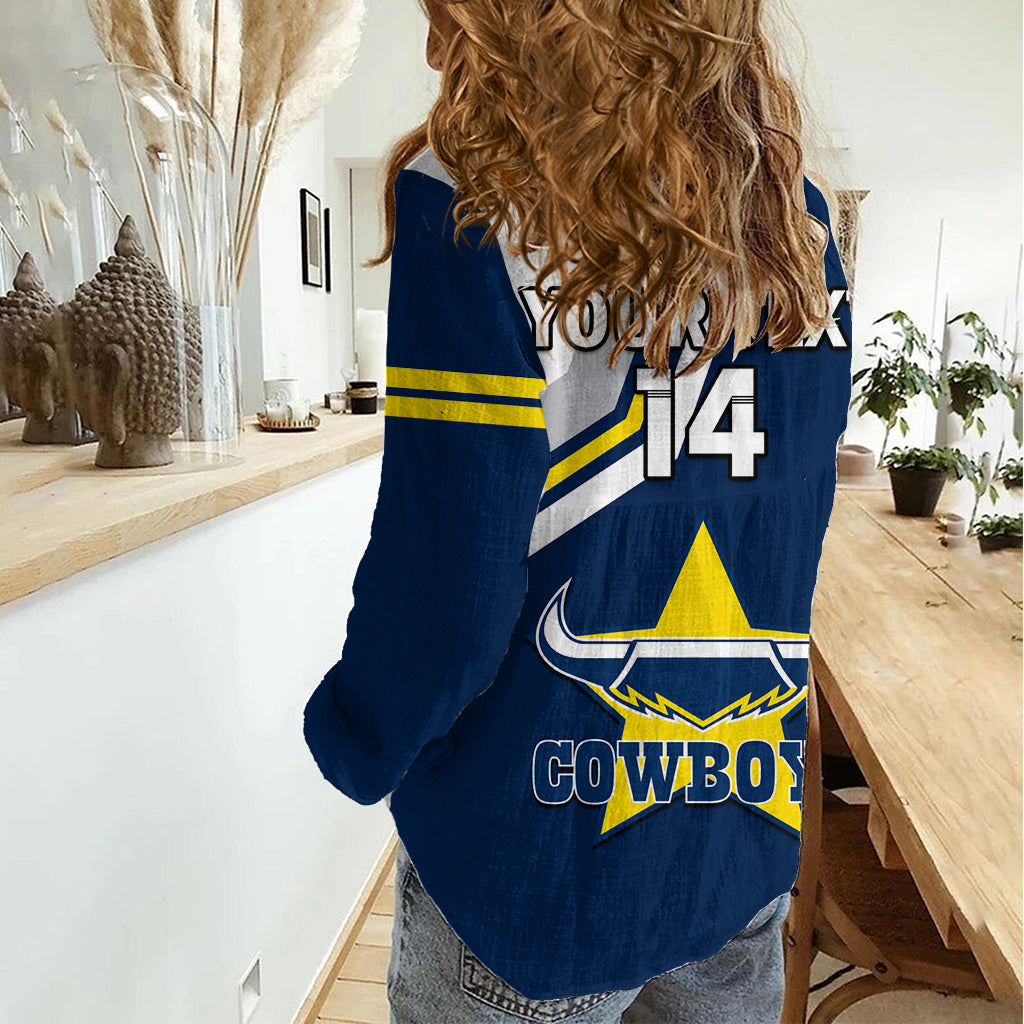 (Custom Text And Number) Cowboys Rugby 2023 Women Casual Shirt Sporty Style Navy Blue - Vibe Hoodie Shop
