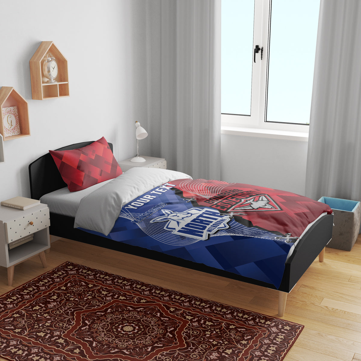 Personalised Kangaroos And Bombers Football Bedding Set Sporty Version - Vibe Hoodie Shop