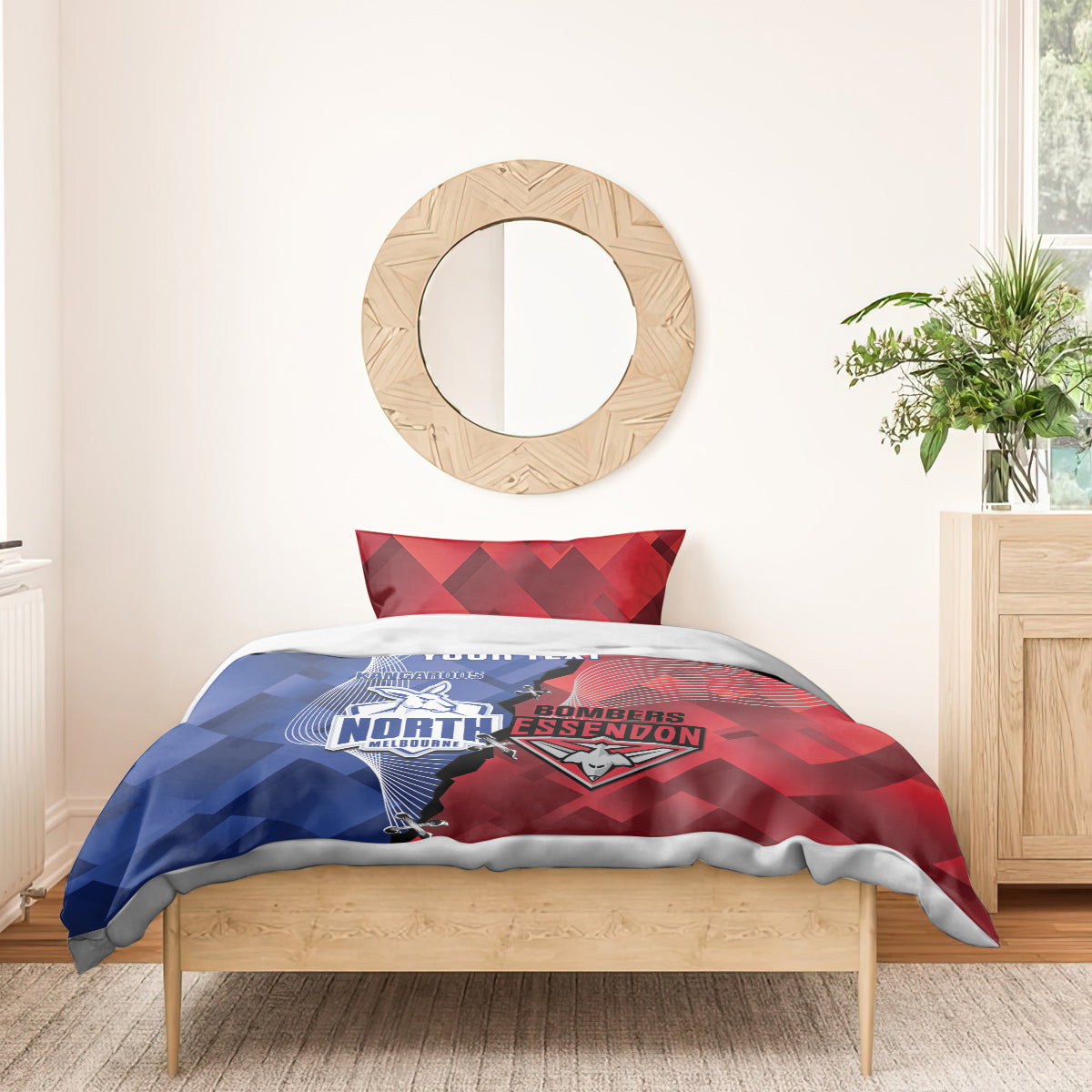 Personalised Kangaroos And Bombers Football Bedding Set Sporty Version - Vibe Hoodie Shop