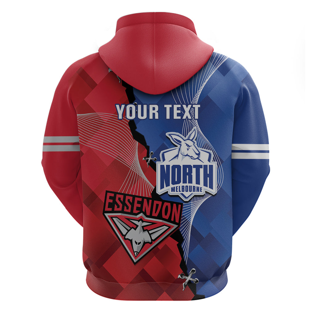 Personalised Kangaroos And Bombers Football Hoodie Sporty Version - Vibe Hoodie Shop