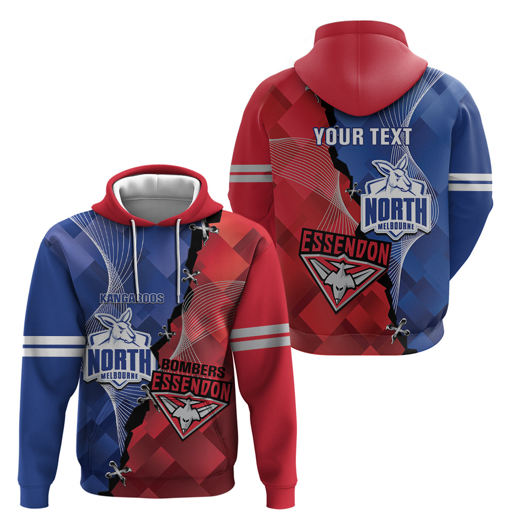 Personalised Kangaroos And Bombers Football Hoodie Sporty Version - Vibe Hoodie Shop