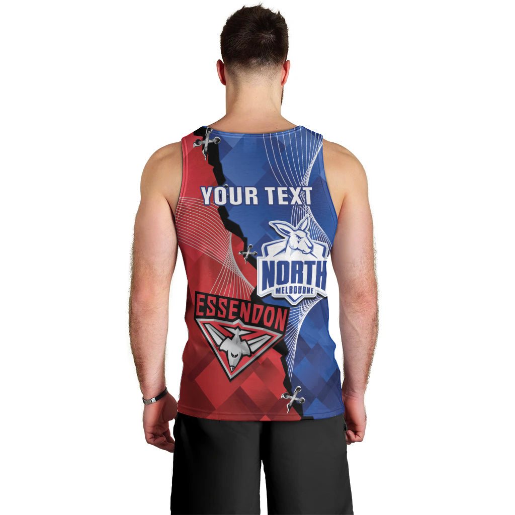 Personalised Kangaroos And Bombers Football Men Tank Top Sporty Version - Vibe Hoodie Shop