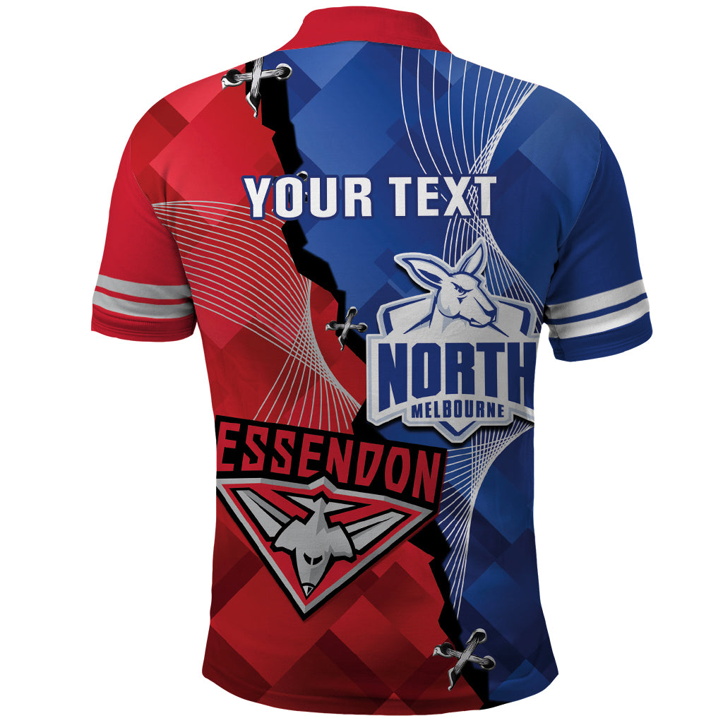 Personalised Kangaroos And Bombers Football Polo Shirt Sporty Version - Vibe Hoodie Shop