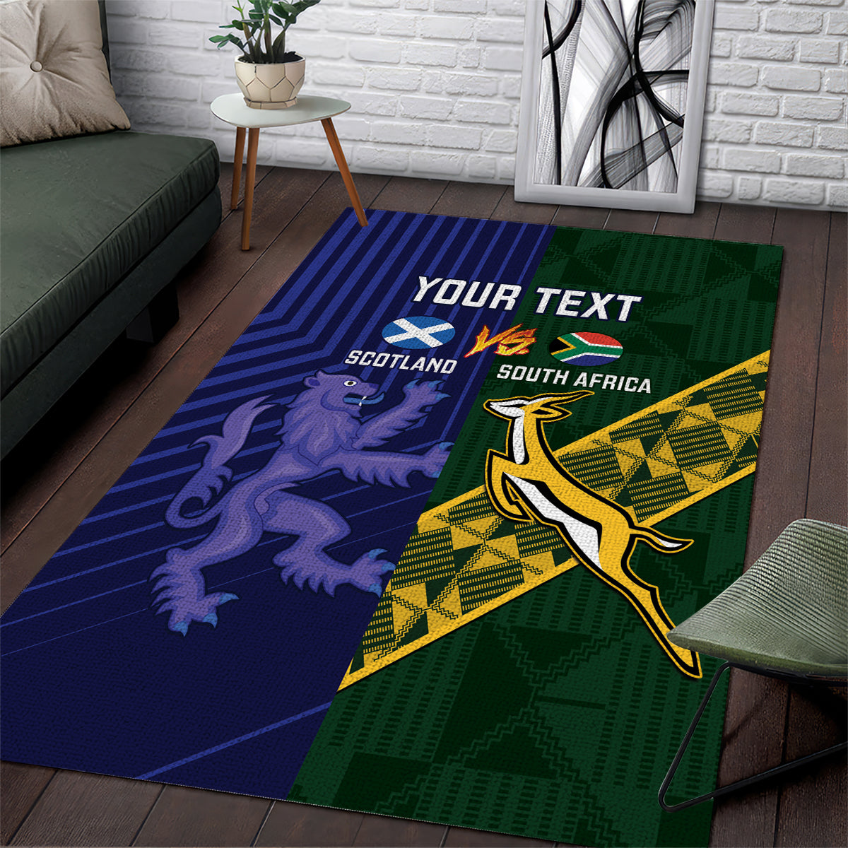 Custom Scotland And South Africa Rugby Area Rug Thistles Springboks Together - Vibe Hoodie Shop