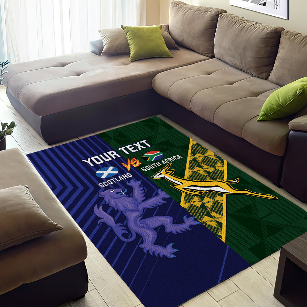 Custom Scotland And South Africa Rugby Area Rug Thistles Springboks Together - Vibe Hoodie Shop