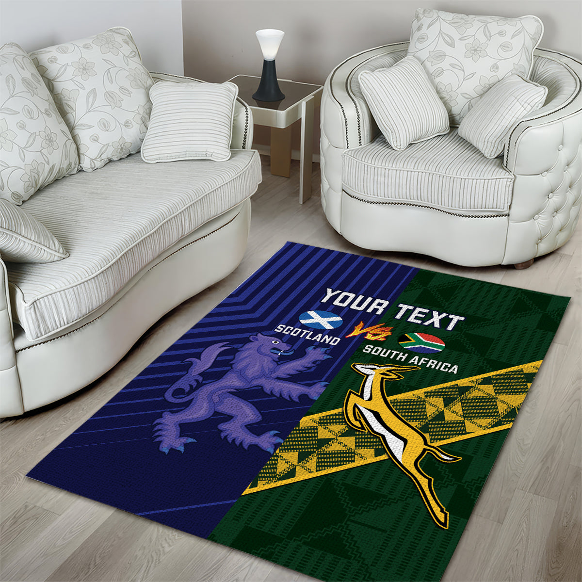 Custom Scotland And South Africa Rugby Area Rug Thistles Springboks Together - Vibe Hoodie Shop