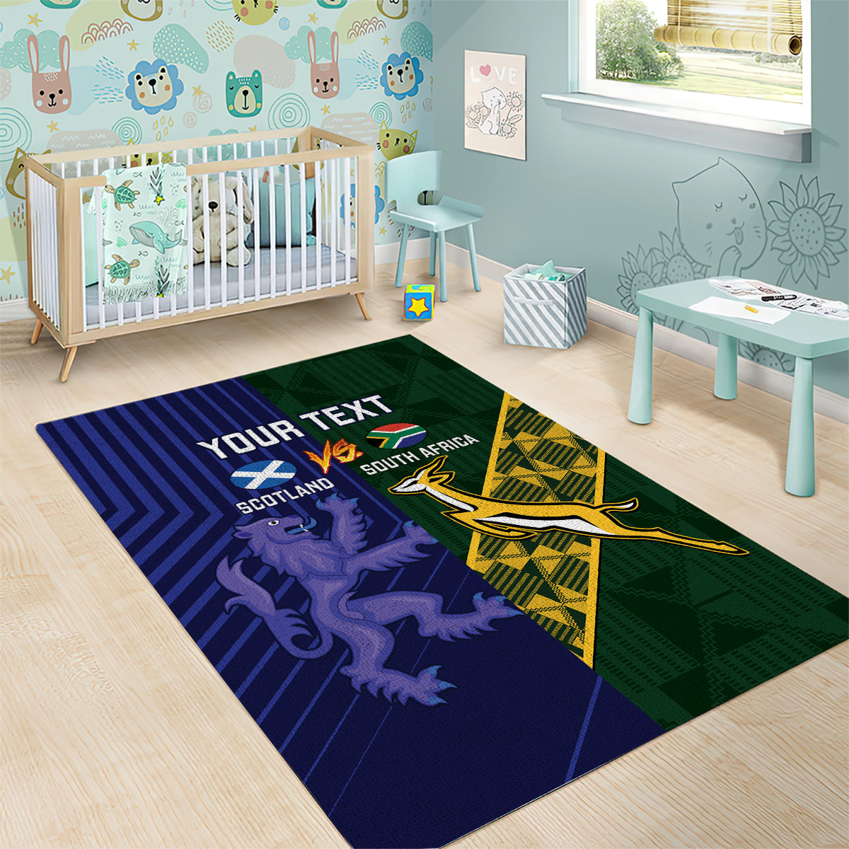 Custom Scotland And South Africa Rugby Area Rug Thistles Springboks Together - Vibe Hoodie Shop