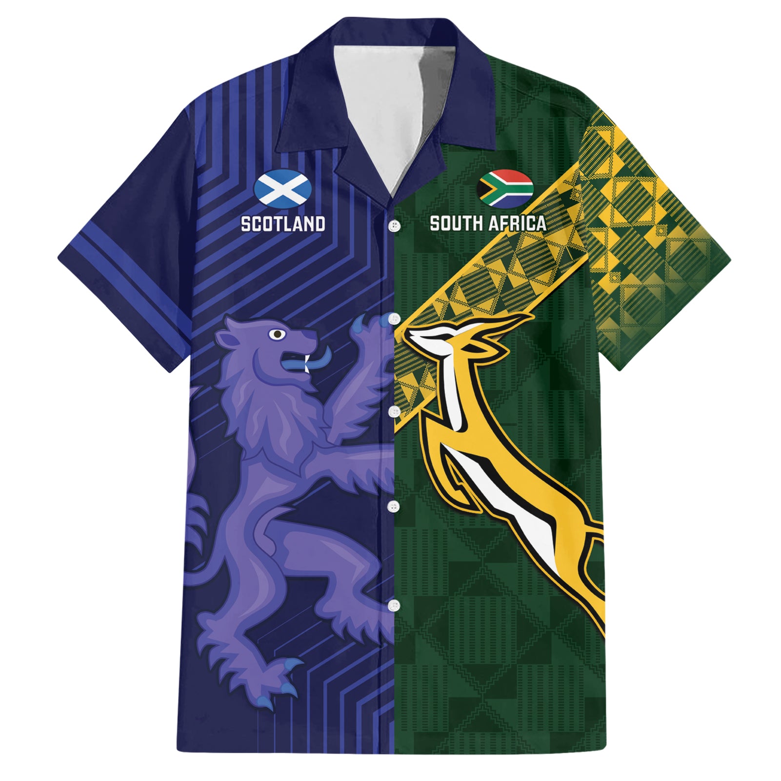 Custom Scotland And South Africa Rugby Hawaiian Shirt Thistles Springboks Together - Vibe Hoodie Shop