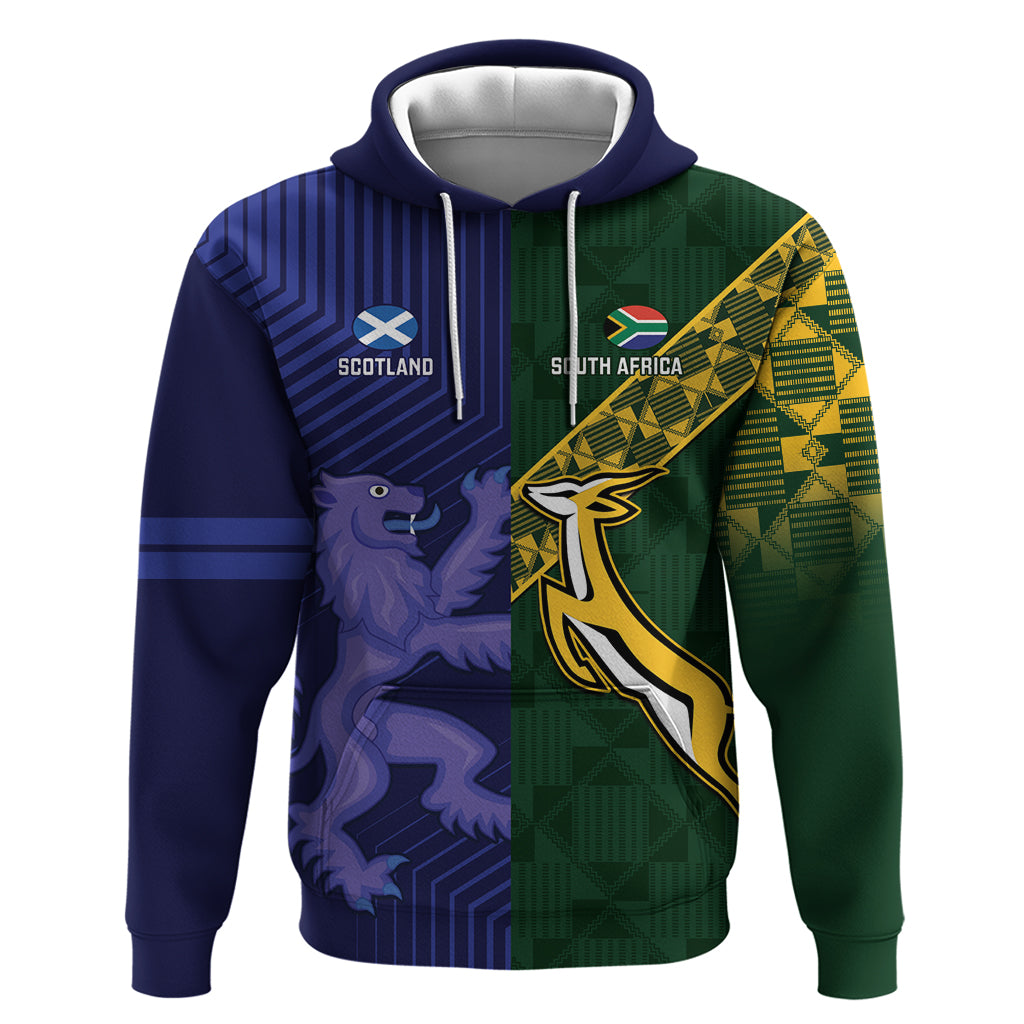 Custom Scotland And South Africa Rugby Hoodie Thistles Springboks Together - Vibe Hoodie Shop