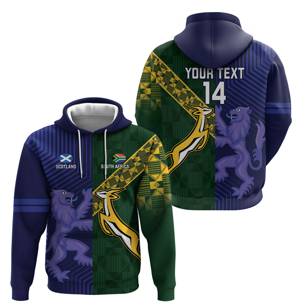 Custom Scotland And South Africa Rugby Hoodie Thistles Springboks Together - Vibe Hoodie Shop