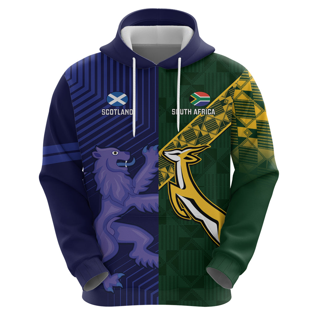 Custom Scotland And South Africa Rugby Hoodie Thistles Springboks Together - Vibe Hoodie Shop