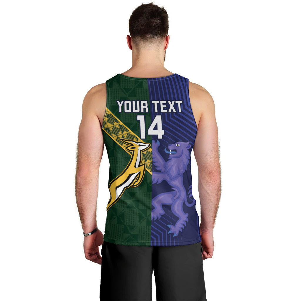 Custom Scotland And South Africa Rugby Men Tank Top Thistles Springboks Together - Vibe Hoodie Shop