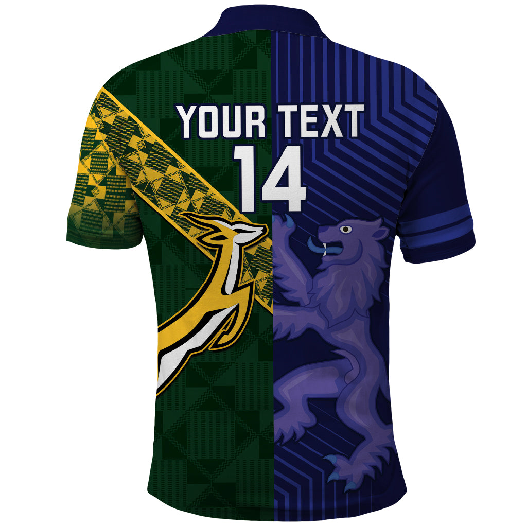 Custom Scotland And South Africa Rugby Polo Shirt Thistles Springboks Together - Vibe Hoodie Shop