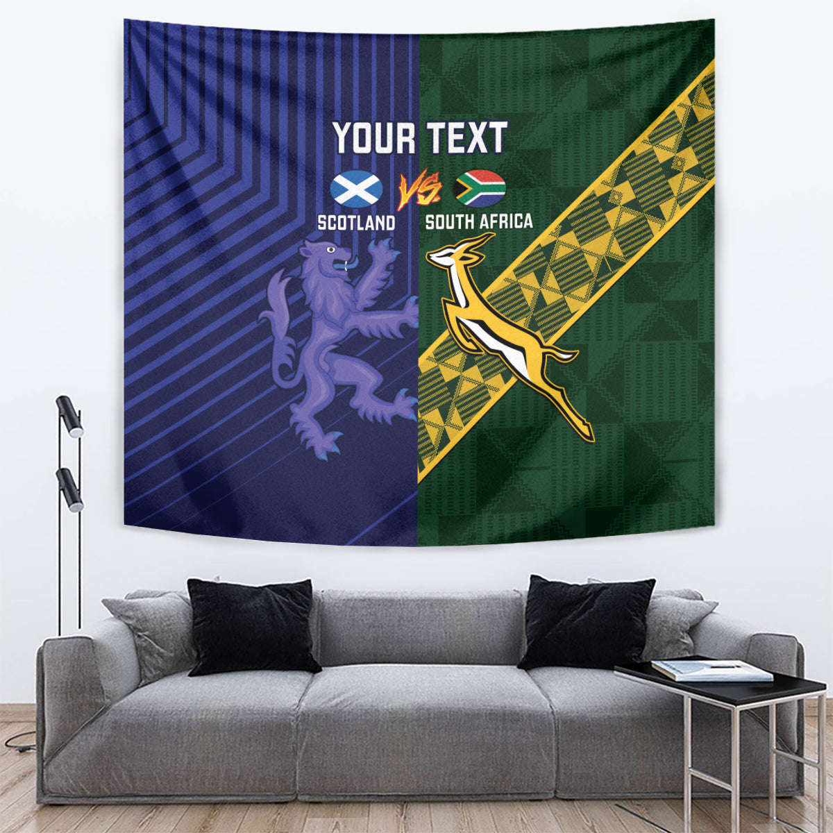 Custom Scotland And South Africa Rugby Tapestry Thistles Springboks Together - Vibe Hoodie Shop