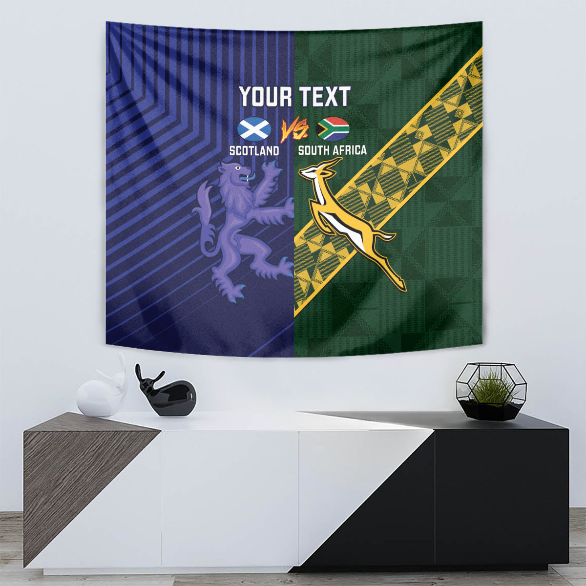 Custom Scotland And South Africa Rugby Tapestry Thistles Springboks Together - Vibe Hoodie Shop