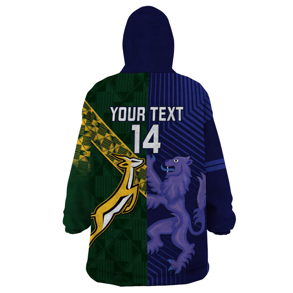 Custom Scotland And South Africa Rugby Wearable Blanket Hoodie Thistles Springboks Together - Vibe Hoodie Shop