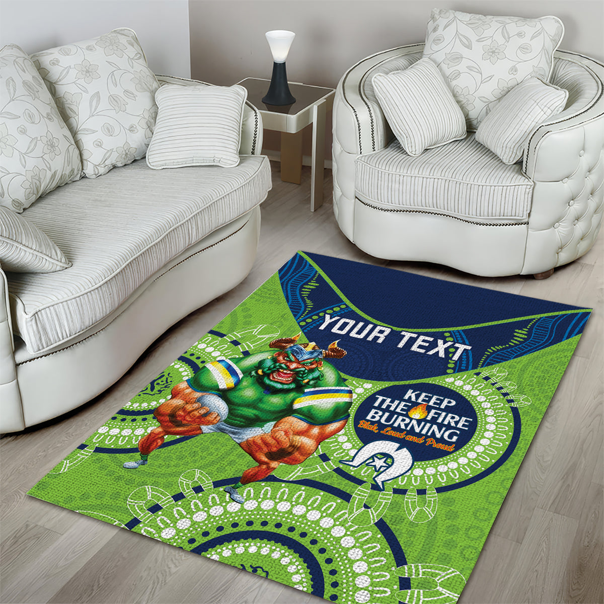 Custom NRL Raiders NAIDOC Week Area Rug Keep The Fire Burning Indigenous Art - Vibe Hoodie Shop