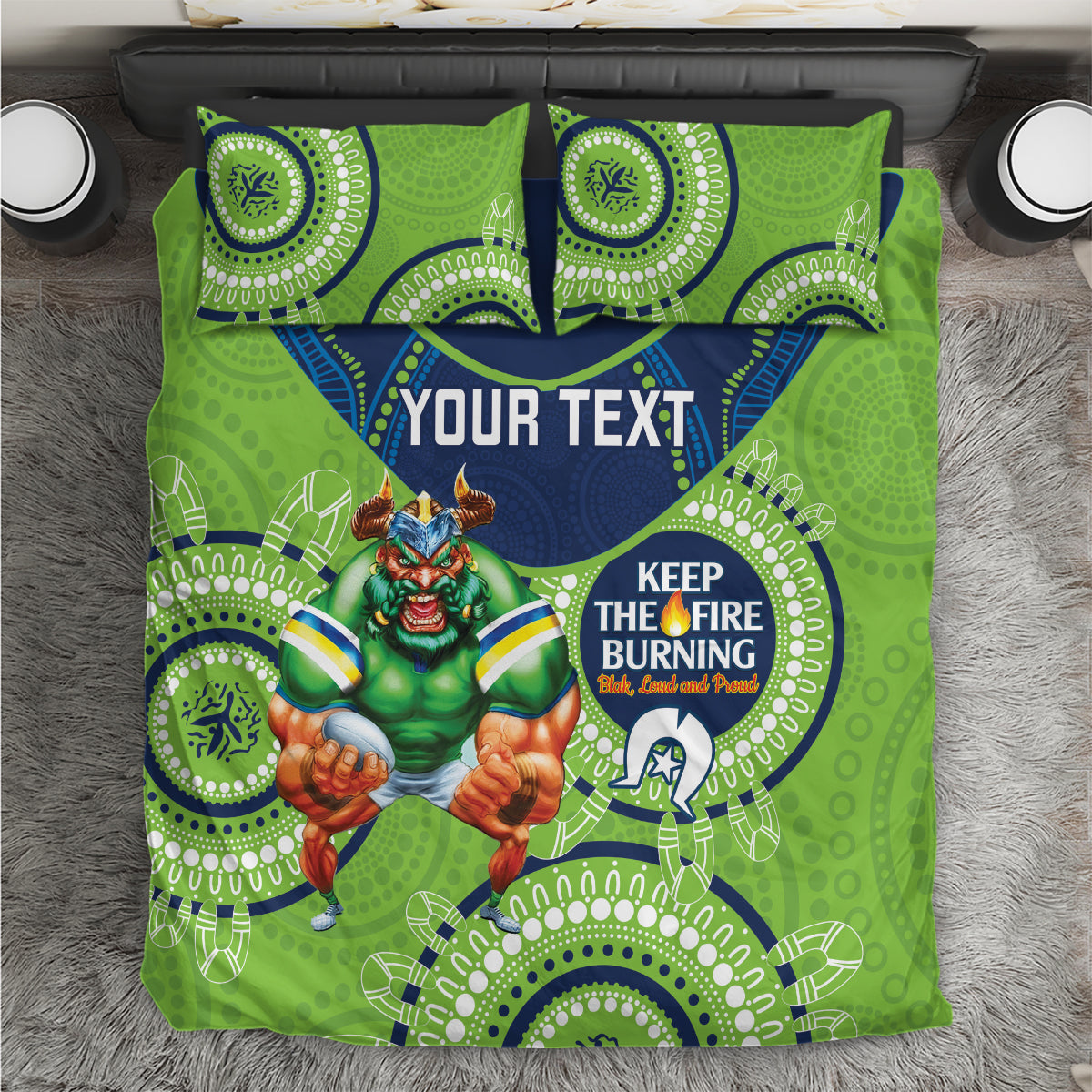 Custom NRL Raiders NAIDOC Week Bedding Set Keep The Fire Burning Indigenous Art - Vibe Hoodie Shop