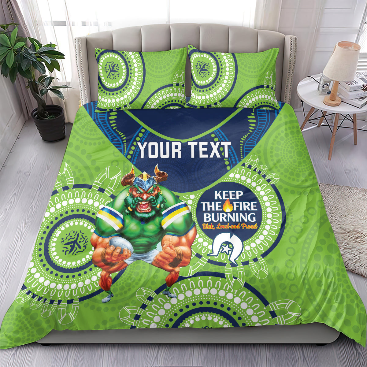 Custom NRL Raiders NAIDOC Week Bedding Set Keep The Fire Burning Indigenous Art - Vibe Hoodie Shop