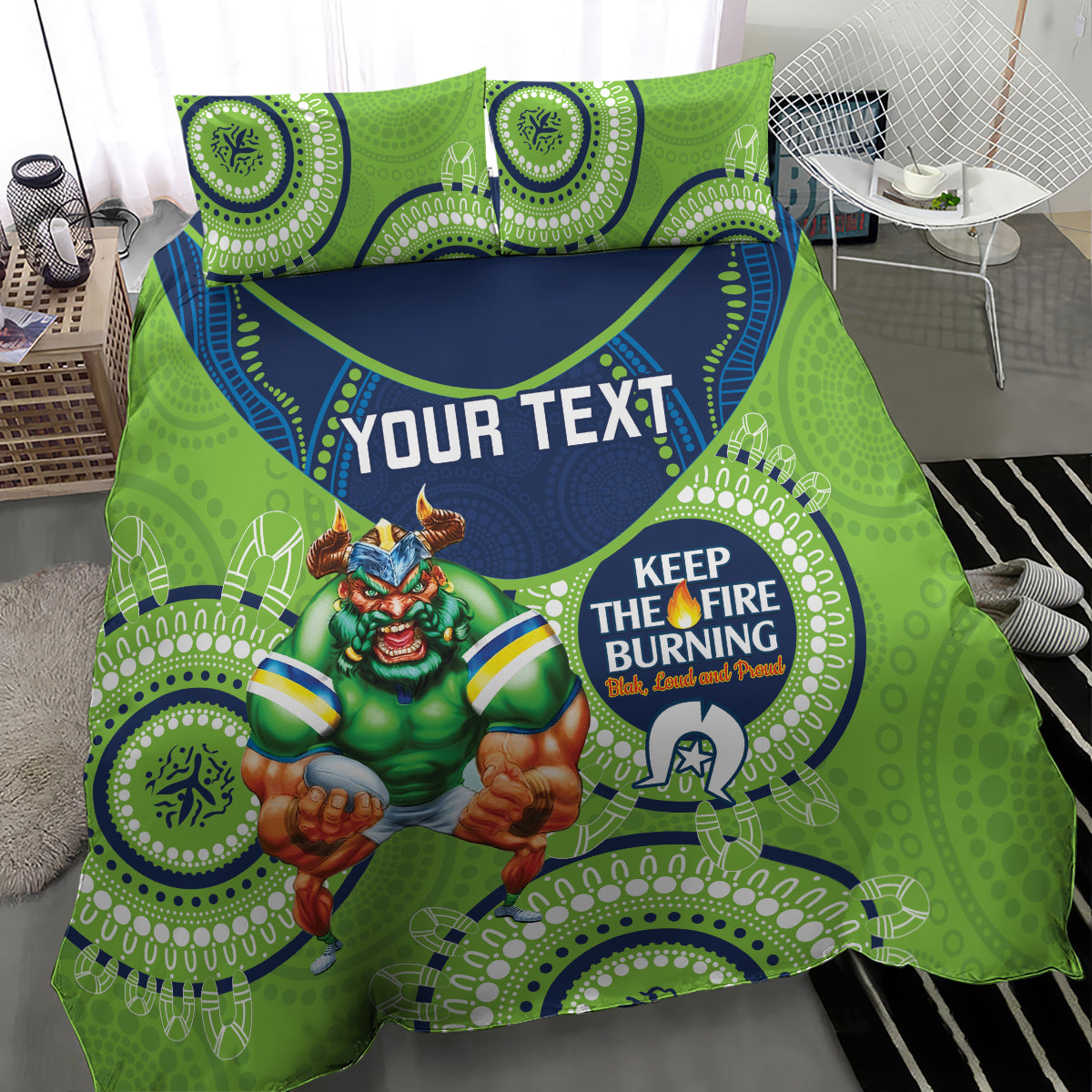 Custom NRL Raiders NAIDOC Week Bedding Set Keep The Fire Burning Indigenous Art - Vibe Hoodie Shop