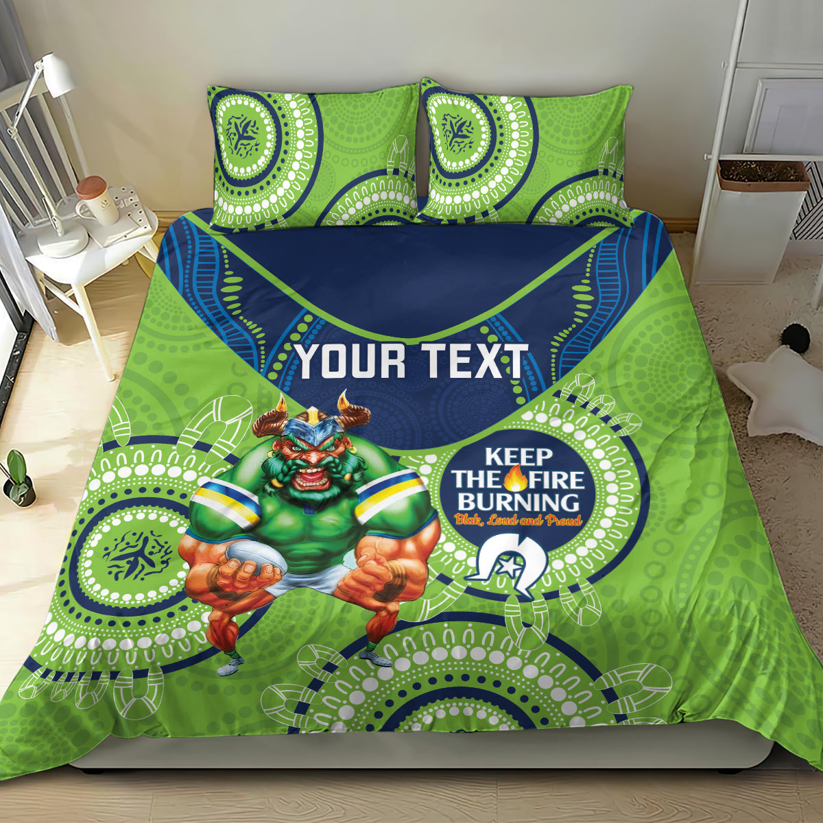 Custom NRL Raiders NAIDOC Week Bedding Set Keep The Fire Burning Indigenous Art - Vibe Hoodie Shop