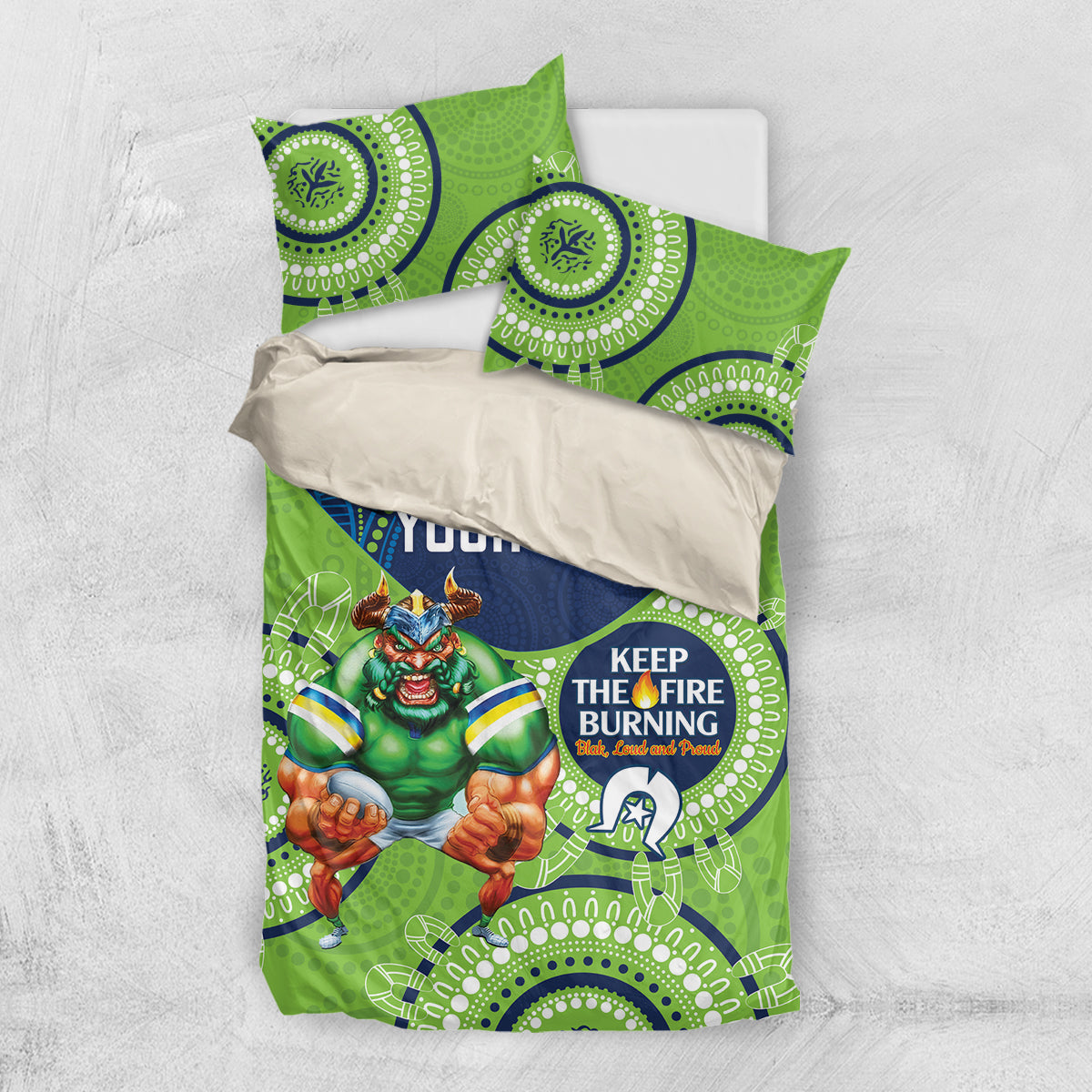 Custom NRL Raiders NAIDOC Week Bedding Set Keep The Fire Burning Indigenous Art - Vibe Hoodie Shop