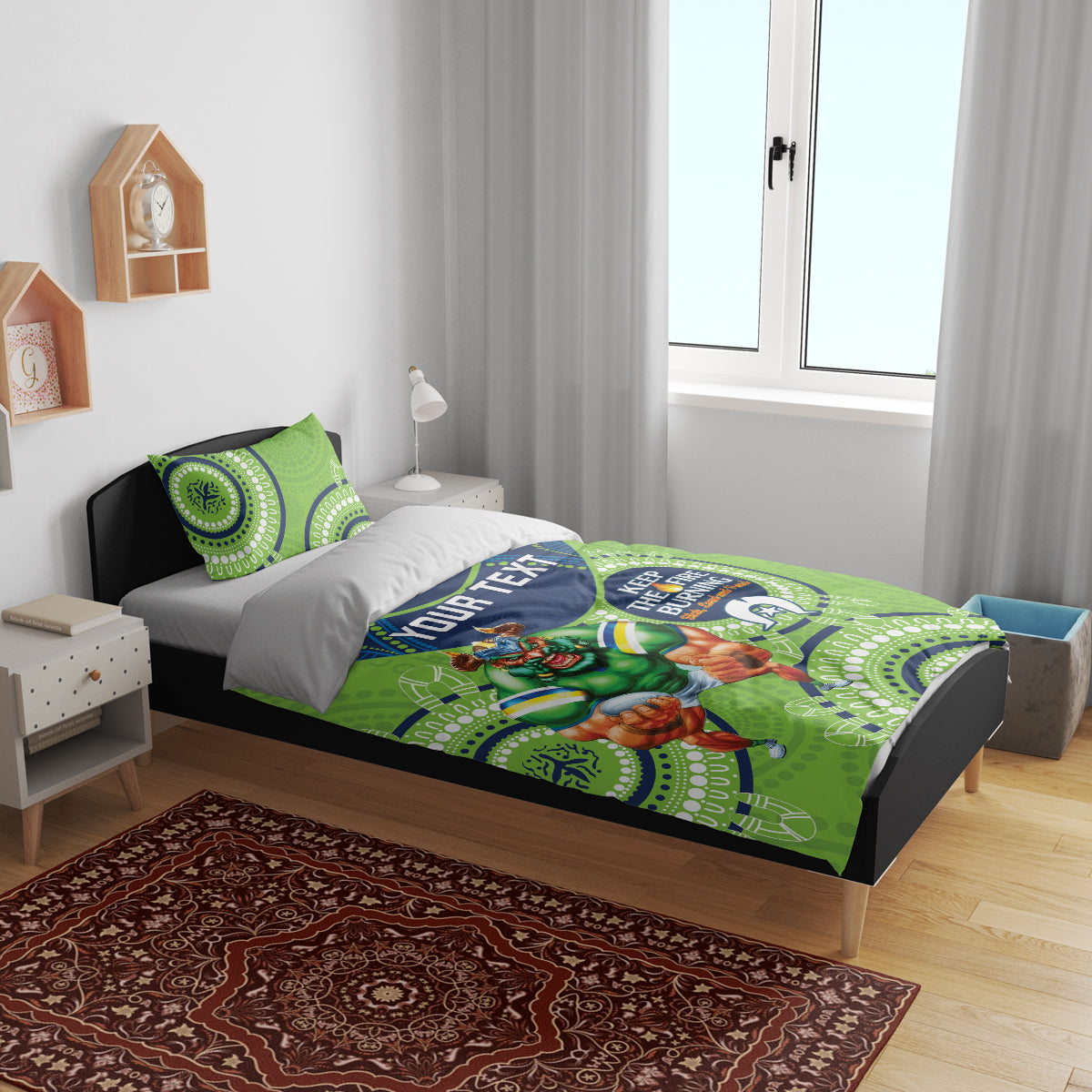 Custom NRL Raiders NAIDOC Week Bedding Set Keep The Fire Burning Indigenous Art - Vibe Hoodie Shop
