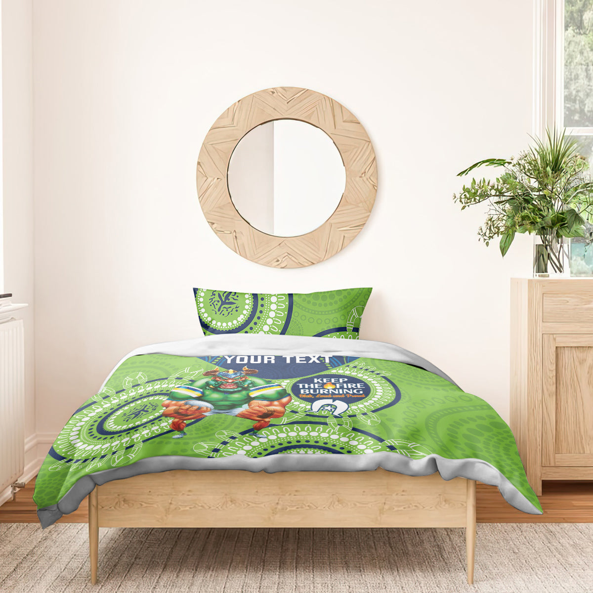 Custom NRL Raiders NAIDOC Week Bedding Set Keep The Fire Burning Indigenous Art - Vibe Hoodie Shop